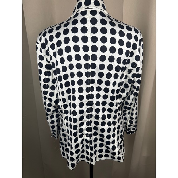 Spanner Black White Polka Dot Blazer Jacket Women's 10 Cotton Stretch - Picture 2 of 9